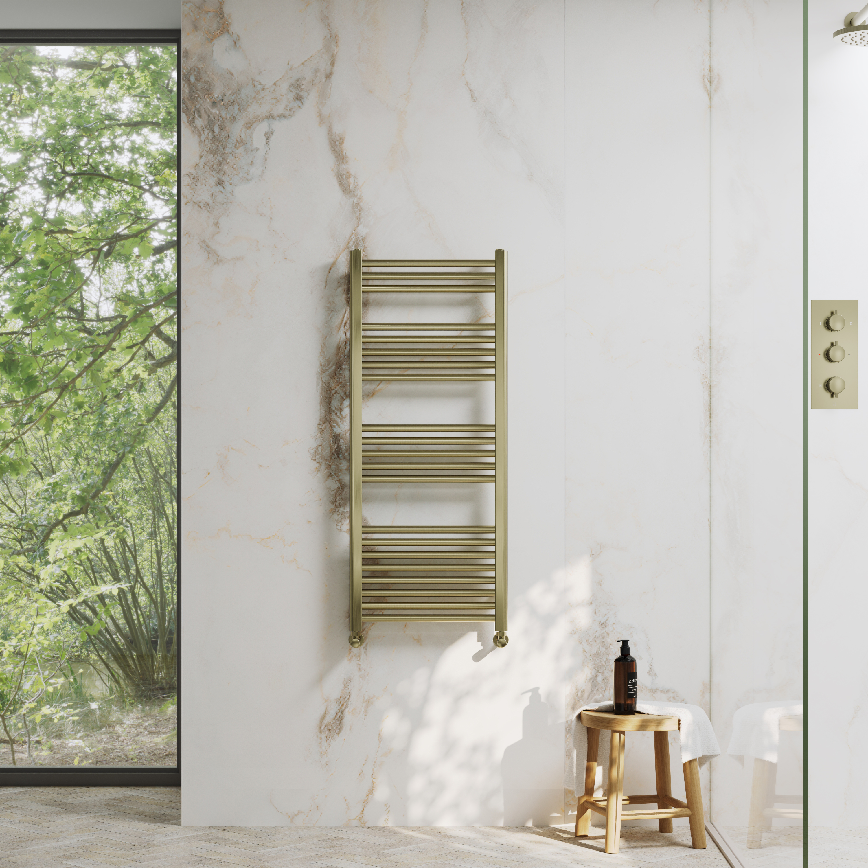 brushed brass towel rail 