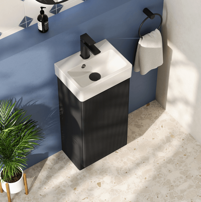 Drench Origin 340mm Fluted Cloakroom Floorstanding Vanity Unit & Basin