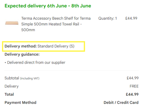 Showing customers how to find their order size on the confirmation email