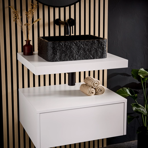 Drench Naturals Stone Texture Rectangular Countertop Basin with Waste