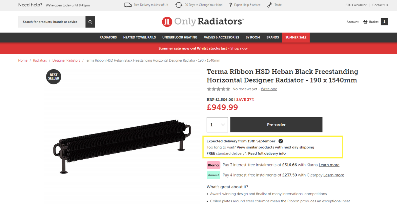 Showing customers a item with a due date.