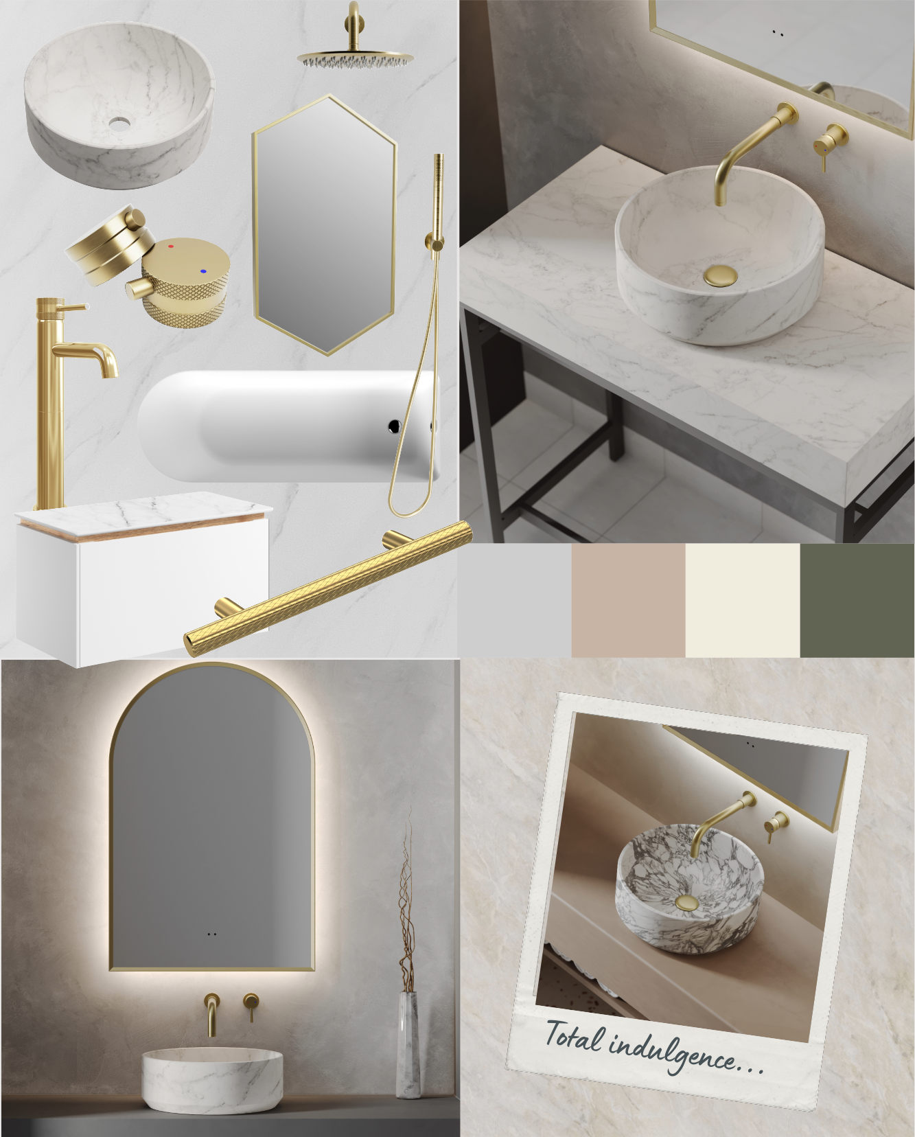 marble and gold bathroom décor