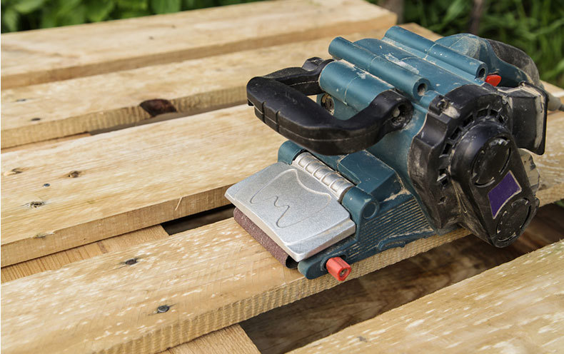 sanding down a pallet