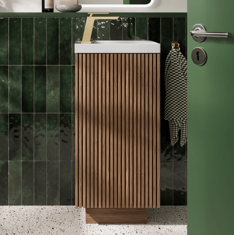 Crosswater Limit 400mm Cloakroom Flooorstanding Single Slatted Door Vanity Unit & Basin