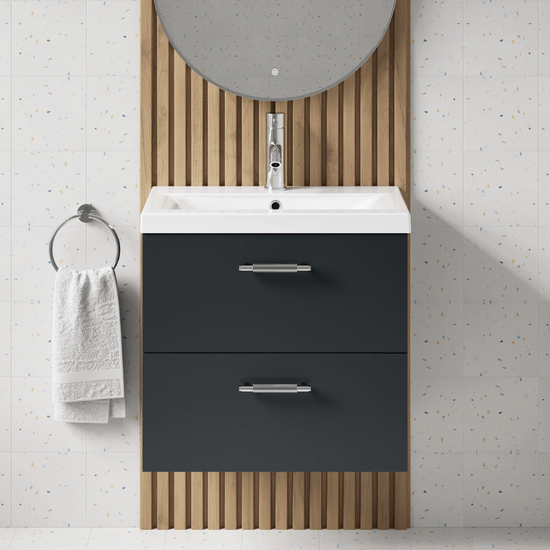 Erin 600mm Wall Mounted 2 Drawer Vanity Unit & Basin