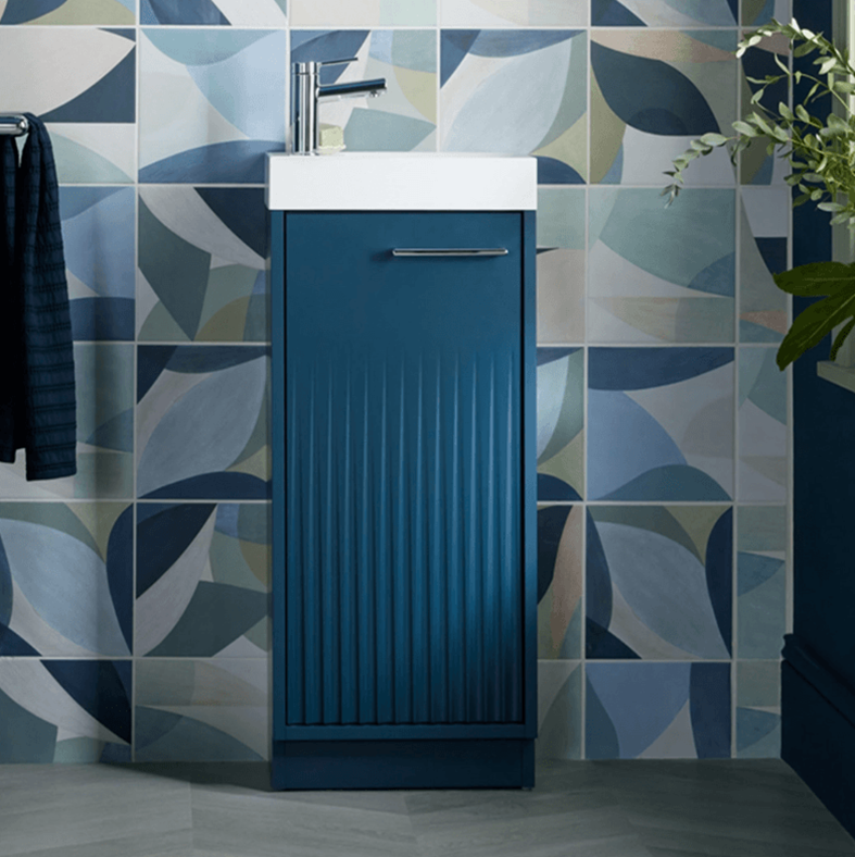 Vado Safari 400mm Fluted Cloakroom Floorstanding Vanity Unit & Basin